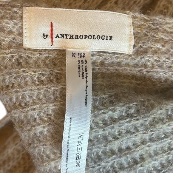 Anthropologie Scarf Extra Long Wool Fringe Grey Brown - Picture 3 of 4
